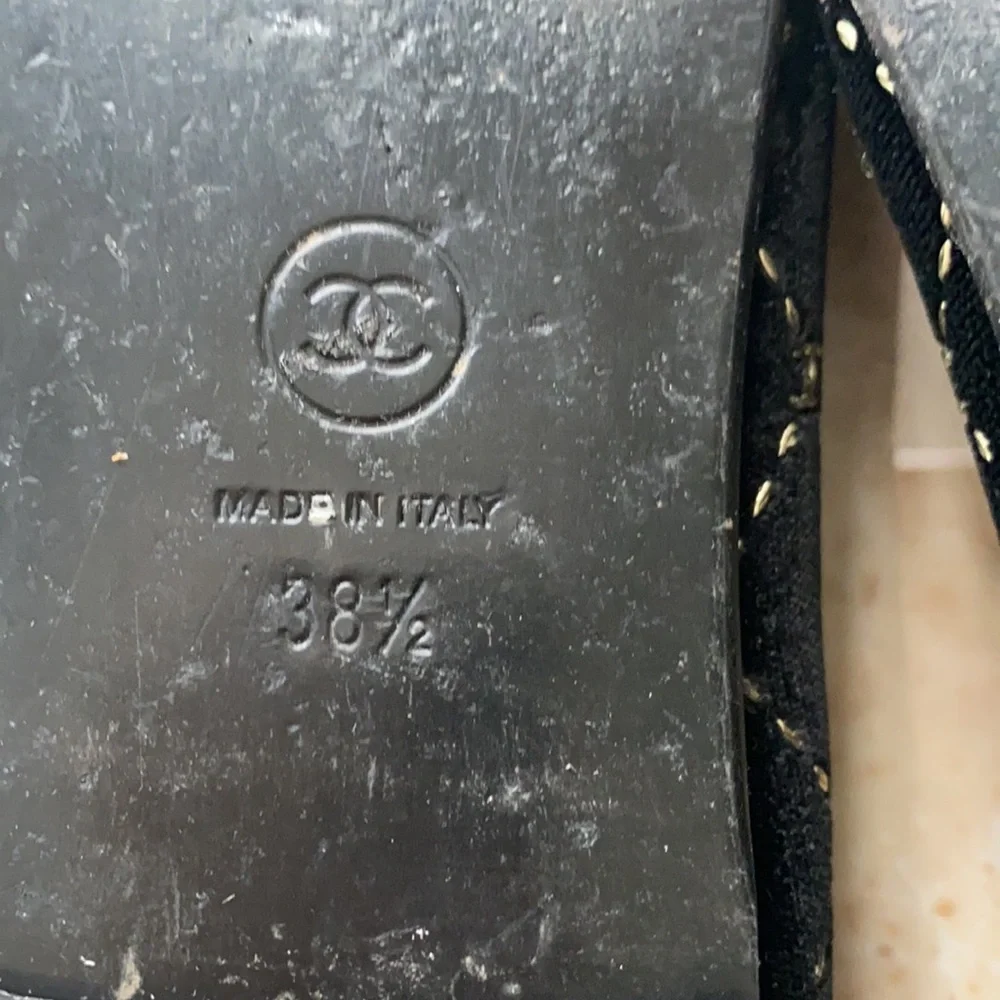CHANEL Black Velvet Loafers with Silver Detailing - Picture 8 of 8